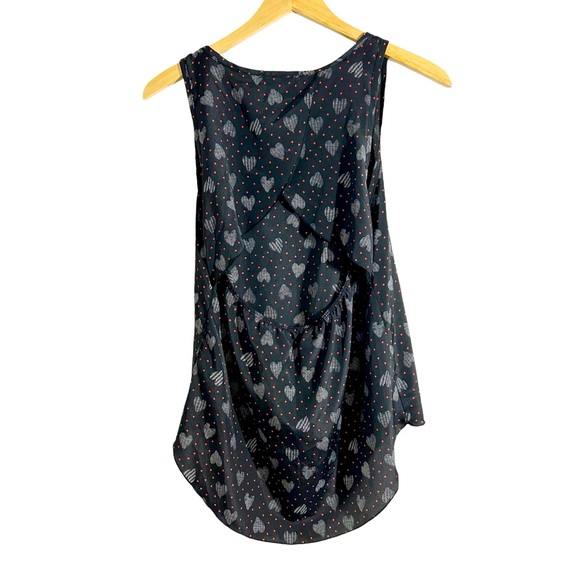 Bozzolo Sleeveless Heart Print High Low Open Back Red Black & White Top Size S - Picture 2 of 12
